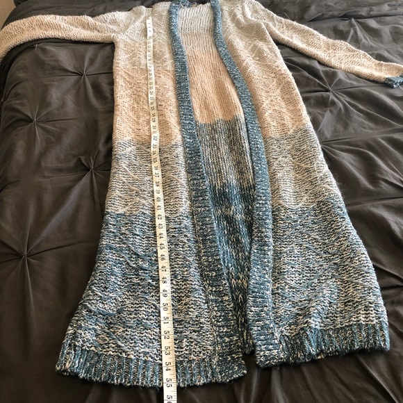 Moth Ombré Boho Duster Thick Knit Cardigan Sweater - Picture 5 of 8